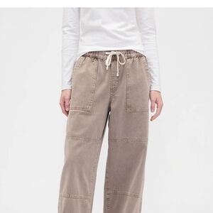 High Rise Pull-On Wide-Leg Utility Jeans